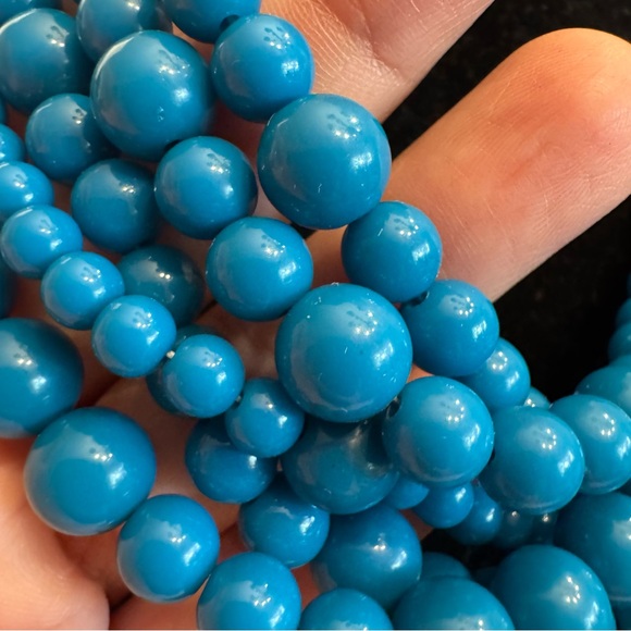 Sugarfix Teal Layered Multi Strand Acrylic Statement Necklace Ribbon Tie Detail - Picture 4 of 16